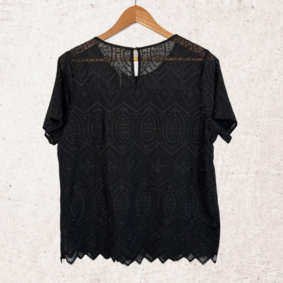 Ott Black Boxy Blouse with Short Sleeves NWT - Picture 2 of 4